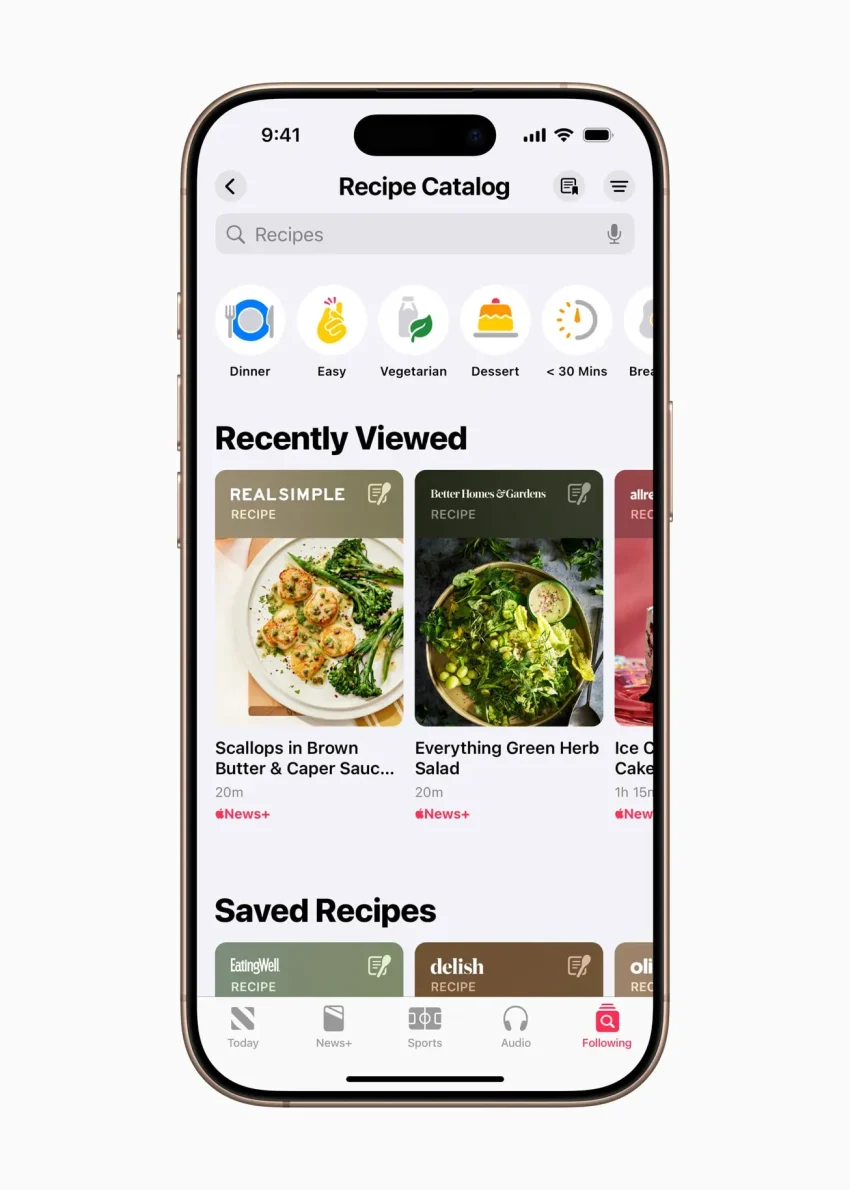 Apple News+ Food: Yeni Yemek Tarifi Özelliği